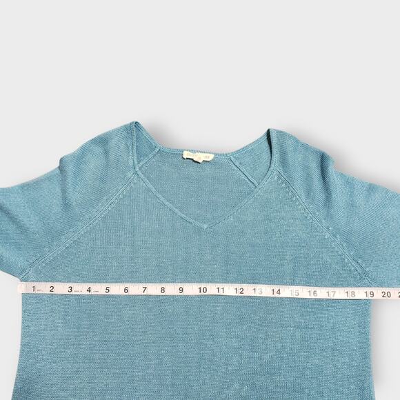 Eileen Fisher 100% Linen Raglan Sweater Turquoise Blue Small Pullover Casual - Picture 9 of 12